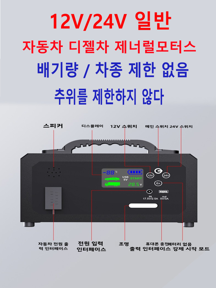 Car Jump Starter 12V 24V Truck - Суперконденсаторный пусковой прибор 6000А, 12В/24В, автоматическое