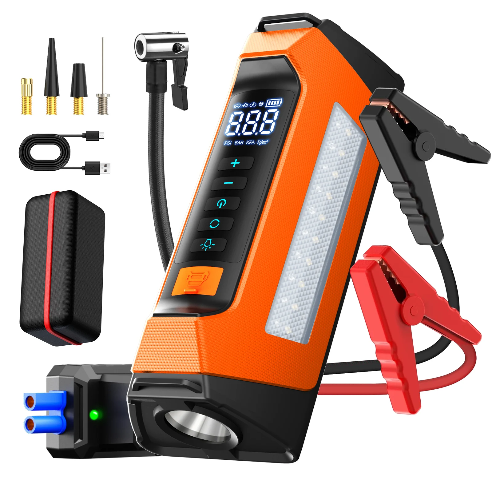Jump Starter With Air Compressor - 8000amp 200psi Профессиональный автомобильный Jumpstarter Многофункциональный