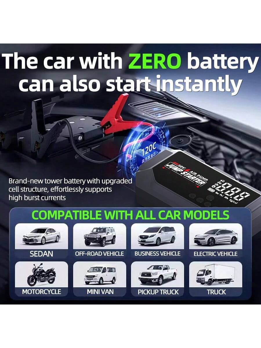 Jump Starter With Air Compressor - Портативное пусковое устройство HUASHIJIE большой емкости