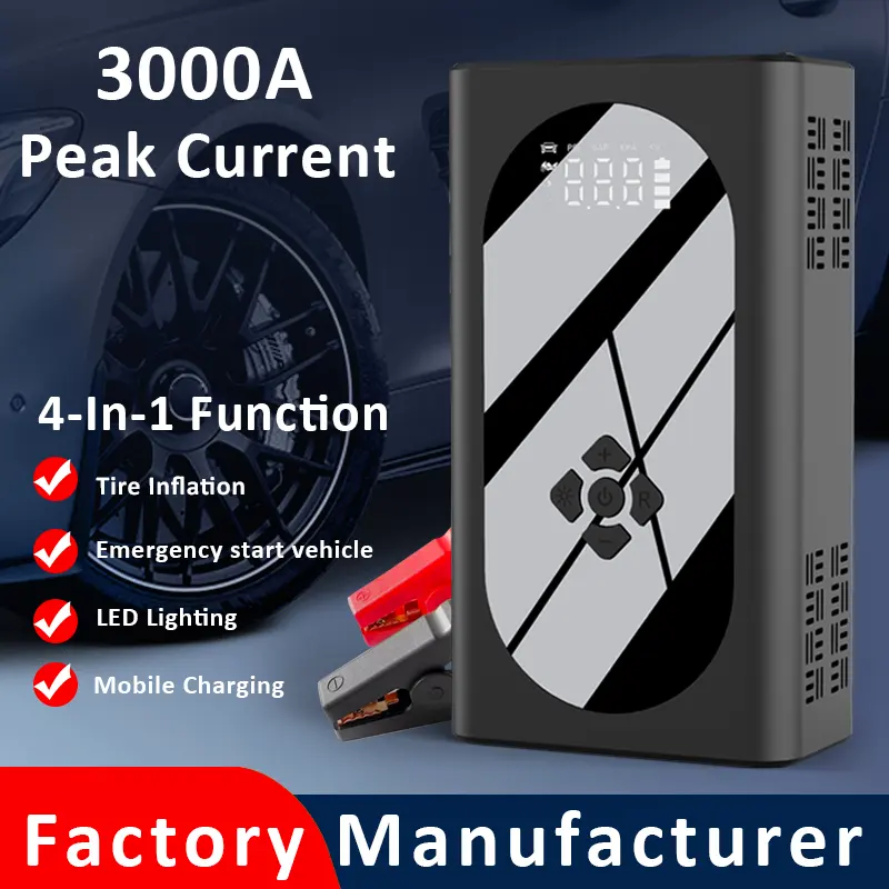 3000A 37000mAh 12В Мощный авто – обзор и цена Jump Starter With Air Compressor