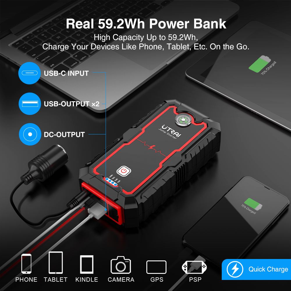 UTRAI 2000A автомобильное пуск – обзор и цена Jump Starter Cable 2000A